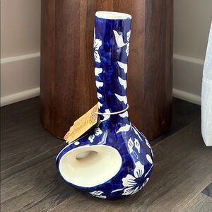Ceramique Handcrafted in India,unique abstract shape,ceramic royal blue vase